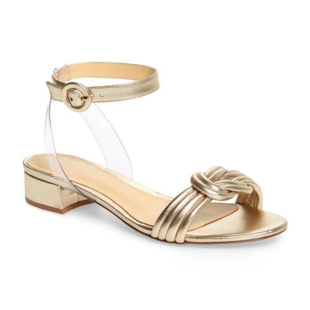 Alexandre Birman Vicky Metallic Knot Ankle strap sandals, 37.5